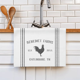 Paño De Cocina Rústico Gris y Blanco Personalizado Nombre y Ciuda