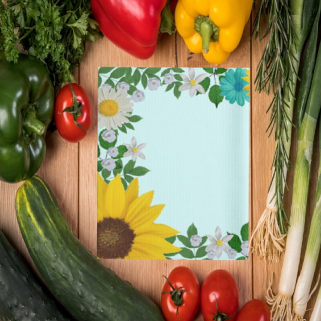 Paño De Cocina Rústico Sunflower Daisy Floral Verde azulada (Subido por el creador)