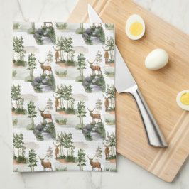 Paño De Cocina Rústico venado de pinos