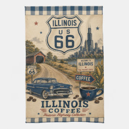 Paño De Cocina Ruta 66 Decoración Café Prairie State Illinois
