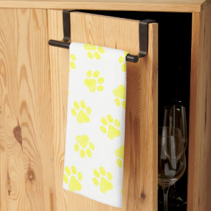 Paño De Cocina Rutas de perro, garras de perro, patas amarillas