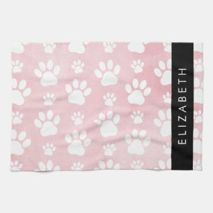 Paño De Cocina Rutas de perro, manchas blancas, acuarelas rosadas