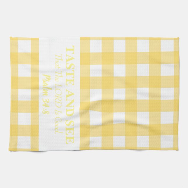 Paño De Cocina Saber y ver que el SEÑOR es bueno, amarillo (Horizontal)