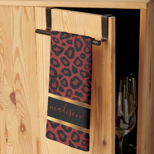Paño De Cocina Safari Dark Red Leopard - Personalizar (Pliegue de tercios)