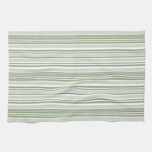 Paño De Cocina Sage Green (Light, Medium, Dark) and White Stripes (Horizontal)