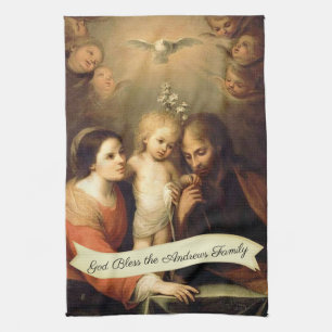 Paño De Cocina Sagrada Familia Jesús María San José Espíritu Sant