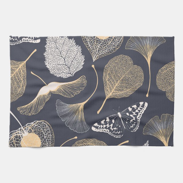 Paño De Cocina Sale Ginkgo: Elegancia Floral Sin Marea. (Horizontal)
