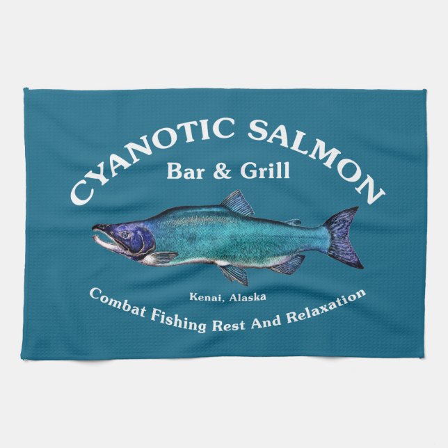 Paño De Cocina Salmon Bar & Grill Cyanotic (Horizontal)
