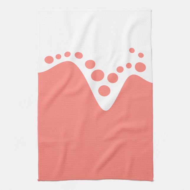 Paño De Cocina Salmon Ola suave rosa y burbujas (Vertical)