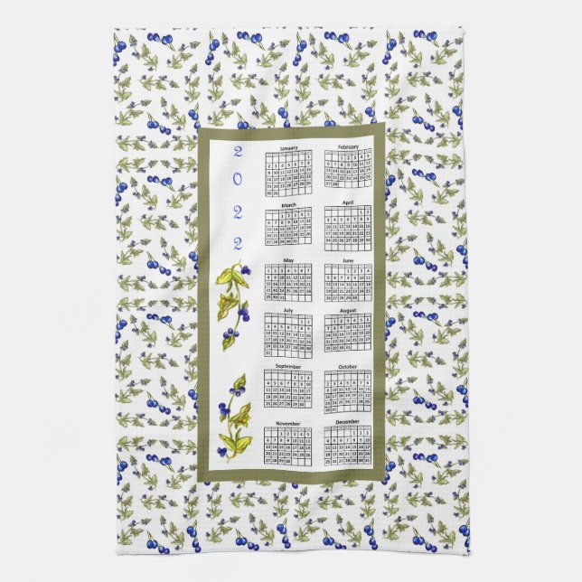 Paño De Cocina Salsas estampadas del calendario 2022, blanco (Vertical)