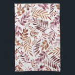 Paño De Cocina Saltos rústicos de color de agua de Borgoña<br><div class="desc">patrón de hojas botánicas coloreadas pintadas con acuarela</div>