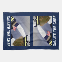 Paño De Cocina Saludo al chef, veterano azul
