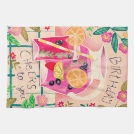 Paño De Cocina Saludos de cumpleaños de verano en sangría