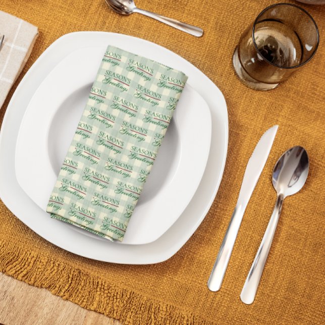 Paño De Cocina Saludos de temporada a los Navidades de Gingham (Subido por el creador)