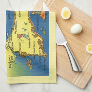 Paño De Cocina Saludos desde el mapa de Cape Cod