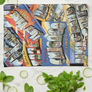 Paño De Cocina Saludos Vintage De ... Collage De Tarjetas Postale