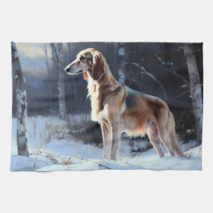 Paño De Cocina Saluki Deja que nieve Navidad