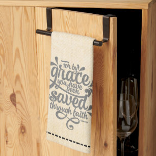 Paño De Cocina Salvado por la gracia del saco de tela áspera