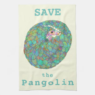 Paño De Cocina Salvar las pangolinas amenazan el arte colorido an