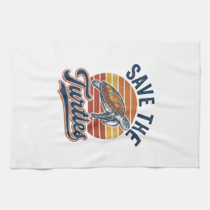 Paño De Cocina Salvar Las Tortugas Diseño De Camiseta De Tortuga