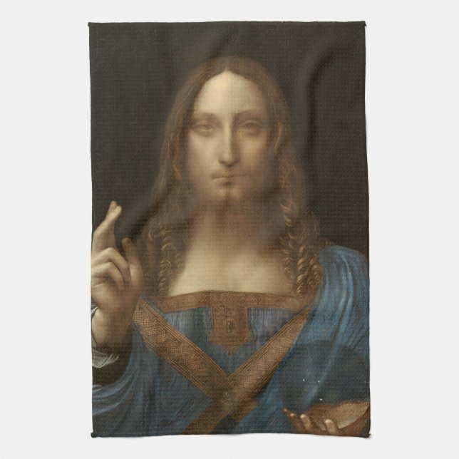 Paño De Cocina Salvator Mundi (Jesucristo) de Leonardo da Vinci (Vertical)