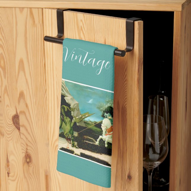 Paño De Cocina San Jorge medieval y el Drago (Pliegue de tercios)