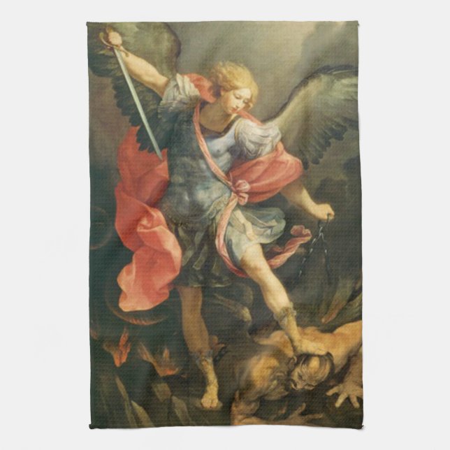Paño De Cocina San Miguel el arcángel que derrota al diablo (Vertical)