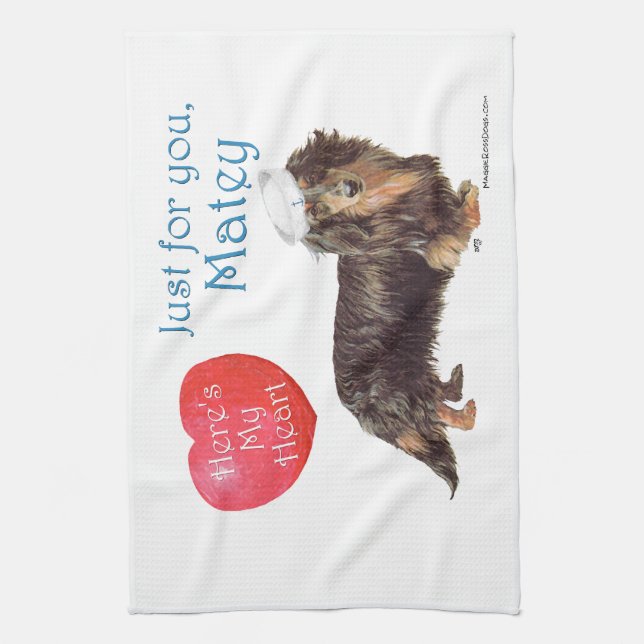 Paño De Cocina San Valentín de Dachshund (Vertical)