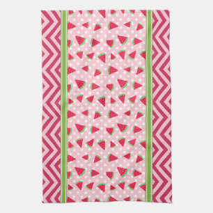 Paño De Cocina Sandía Bonita Lunares y Chevron Rosa