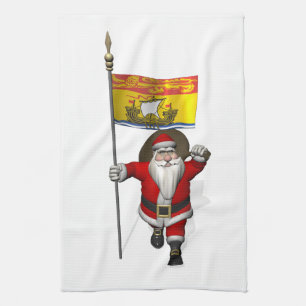 Paño De Cocina Santa Claus Con Bandera De New Brunswick CDN