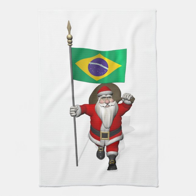 Paño De Cocina Santa Claus Con El Fin De Brasil (Vertical)