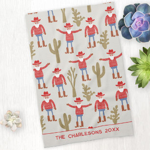 Paño De Cocina Santa Claus Cowboy Navidad Personalizado