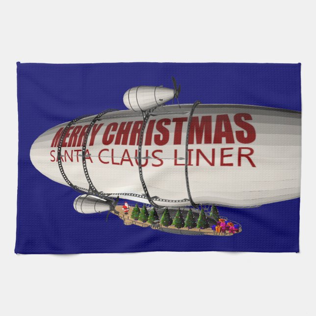 Paño De Cocina Santa Claus En Zeppelin (Horizontal)
