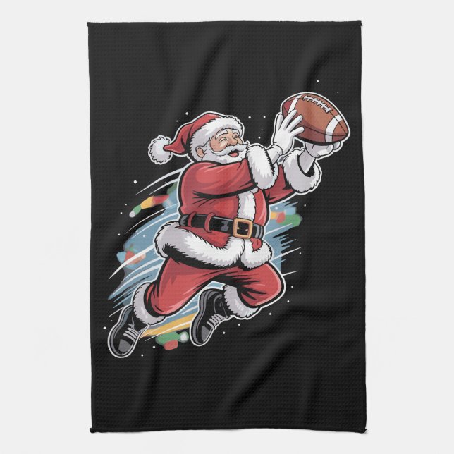 Paño De Cocina Santa Claus juega a Navidades de fútbol americano (Vertical)