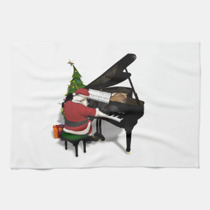 Paño De Cocina Santa Claus jugando al piano