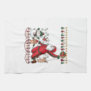Paño De Cocina Santa Claus Navidad Voleibol Muñeco de nieve Reno