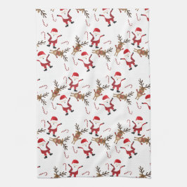 Paño De Cocina Santa Claus Rudolph El Patrón De Renos Rojos