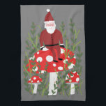 Paño De Cocina Santa Claus sobre hongos mágicos<br><div class="desc">Dale el regalo de esta linda toalla de cocina. Personalizar con tu propio texto si quieres. Revisa mi tienda por muchos más colores y patrones!</div>