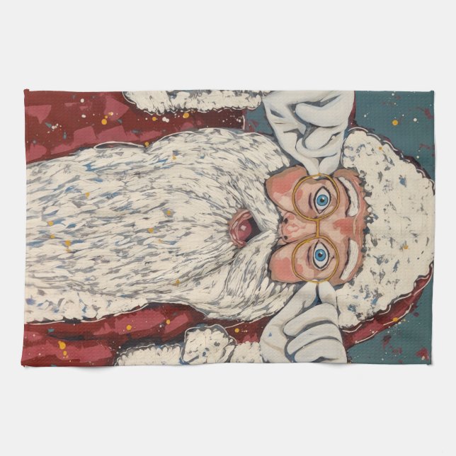 Paño De Cocina Santa Claus Surprised (Horizontal)