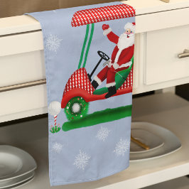 Paño De Cocina Santa en carrito de golf Feliz Navidad