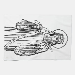 Paño De Cocina Santa Hildegarda de Bingen Mística Medieval