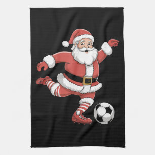 Paño De Cocina Santa Juega Fútbol Navidad Deportes