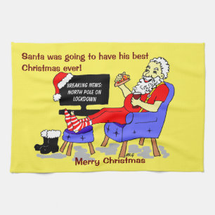 Paño De Cocina Santa mejores Navidades Personalizado divertido