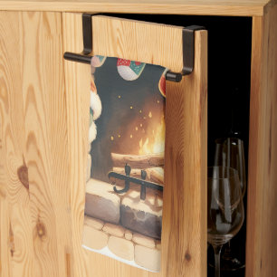 Paño De Cocina Santa por la chimenea Navidades Stockings