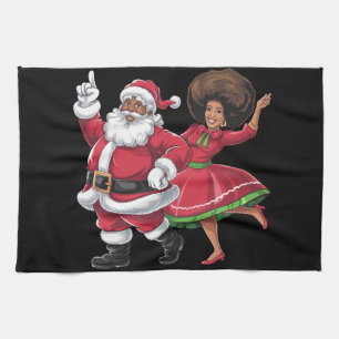 Paño De Cocina Santa Señora Claus bailando Navidades estadouniden