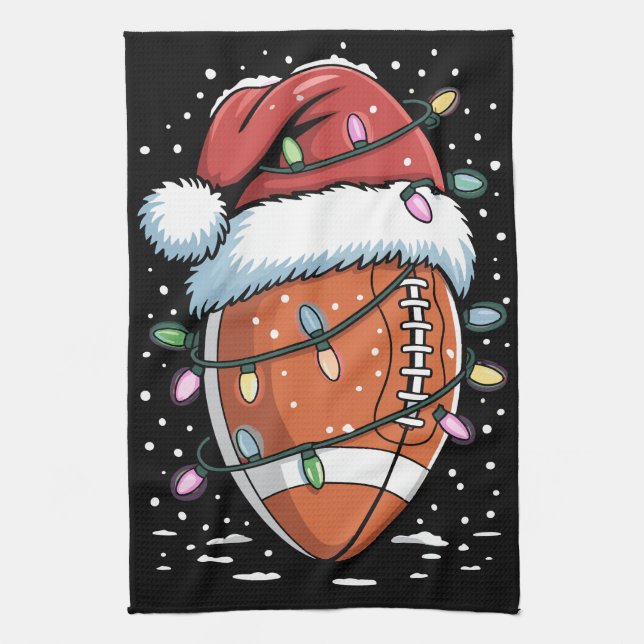 Paño De Cocina Santa Sports Christmas American Football Player  (Vertical)