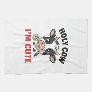Paño De Cocina Santa Vaca Soy Bonita Vaca Divertida Grabado Vinta