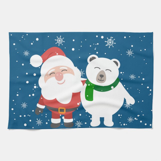 Paño De Cocina Santa y el oso polar (Horizontal)