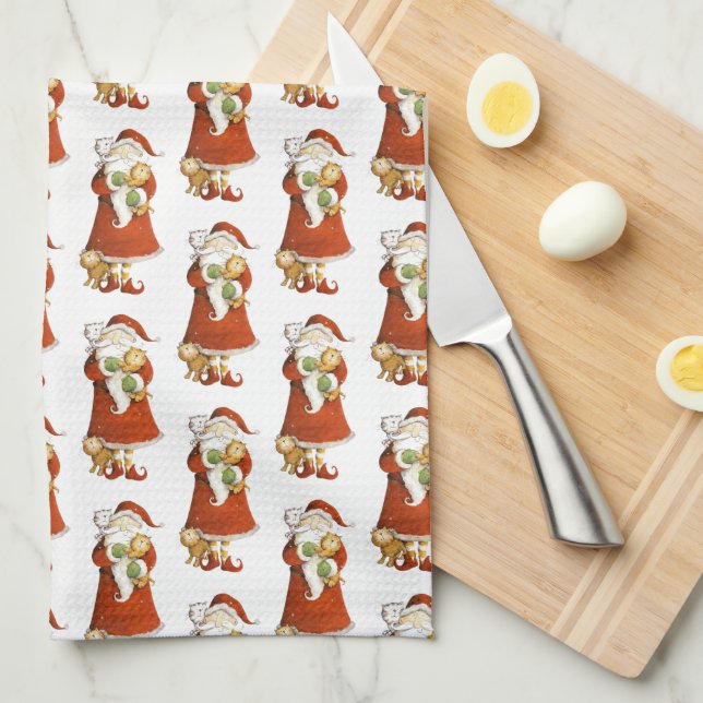 Paño De Cocina Santa y Gatos singulares (Doblado Cuarto)