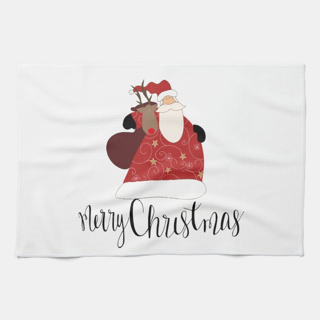 Paño De Cocina Santa y Rudolph (Horizontal)